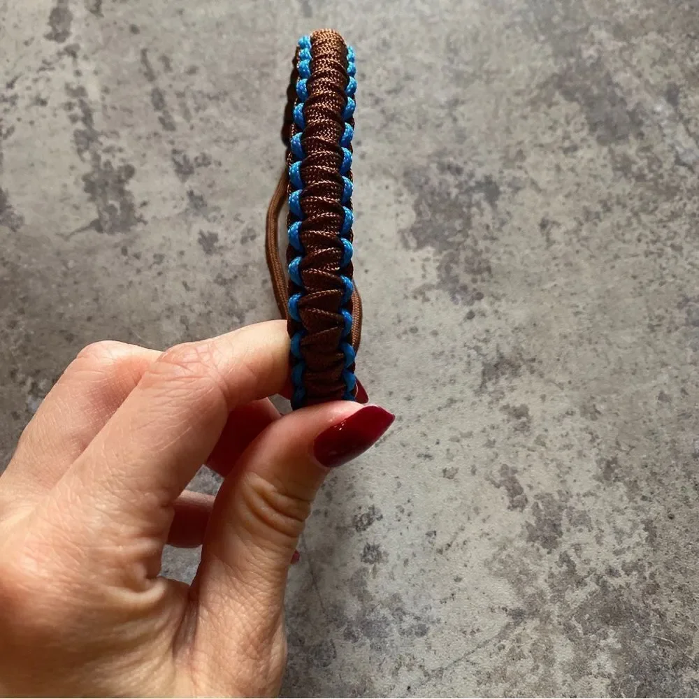 Paracord Bracelet Unisex Brown Blue Gender Neutral NEW Handmade USA